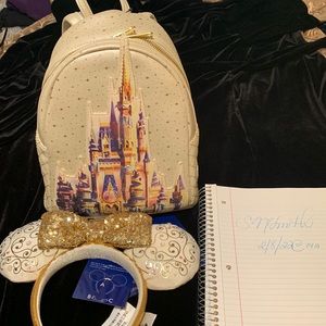 Disney World 50th anniversary castle loungefly bag & ears